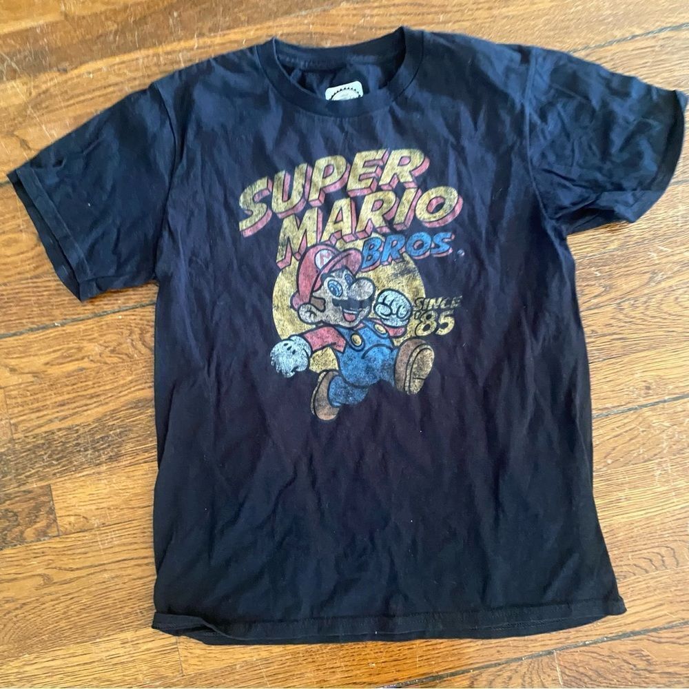 Super Mario Bros kids Black T-Shirt size large